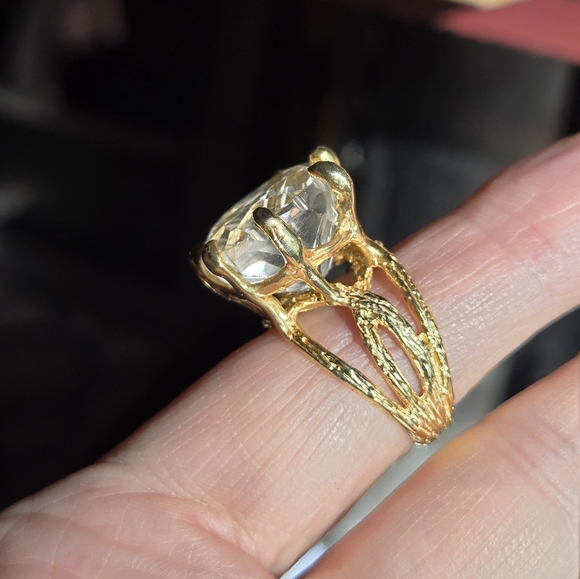 Quartz 12k cherry blossom round HUGE ring sz7 - Picture 7 of 9